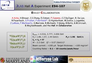 J LAB Hall A Experiment E94-107