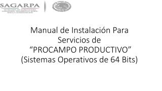 Manual de Instalación Para Servicios de “PROCAMPO PRODUCTIVO” (Sistemas Operativos de 64 Bits)