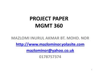 PROJECT PAPER MGMT 360