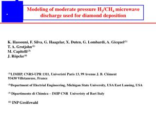 Modeling of moderate pressure H 2 /CH 4 microwave discharge used for diamond deposition
