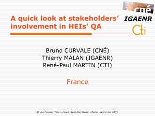 A quick look at stakeholders’ involvement in HEIs’ QA
