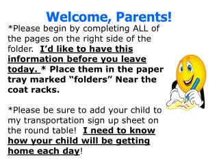 Welcome, Parents!