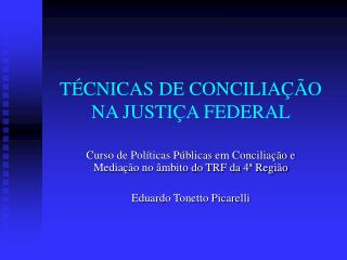 TÉCNICAS DE CONCILIAÇÃO NA JUSTIÇA FEDERAL