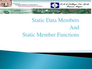 Static Data Members And Static Member Functions