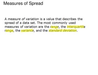 Measures of Spread