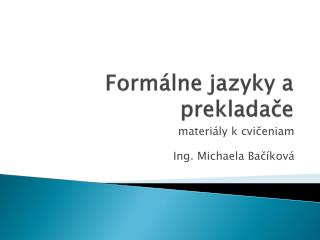 Form álne jazyky a prekladače