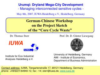 German-Chinese Workshop on the Project Sketch of the “Core Cycle Waste”