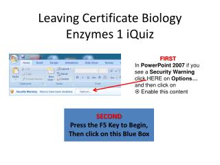 Leaving Certificate Biology Enzymes 1 iQuiz