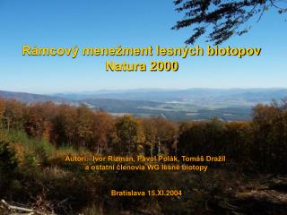 Rámcový menežment lesných biotopov Natura 2000