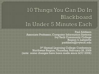 10 Things You Can Do In Blackboard In Under 5 Minutes Each