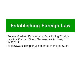 Establishing Foreign Law