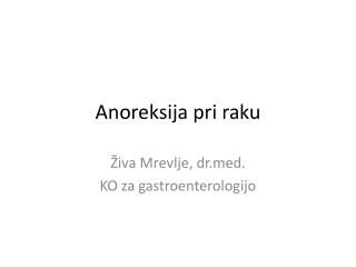 Anoreksija pri raku