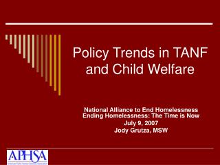 Policy Trends in TANF and Child Welfare