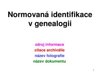 Normovaná identifikace v genealogii