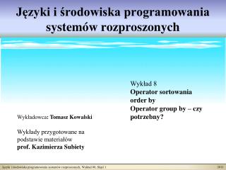 Języki i środowiska programowania systemów rozproszonych