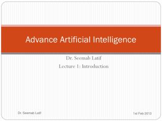 Advance Artificial Intelligence