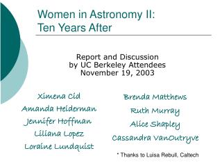 Women in Astronomy II: Ten Years After