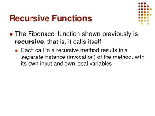 Recursive Functions