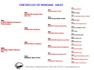 Certificate of Pedigree: Miley