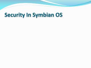 Security In Symbian OS