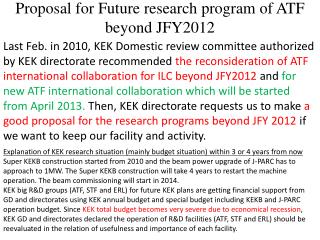 Proposal for Future research program of ATF beyond JFY2012