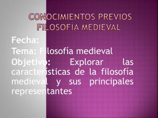 Conocimientos previos Filosofía medieval