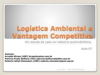 Logística Ambiental e Vantagem Competitiva