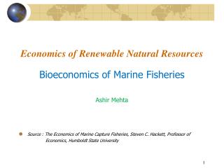 Economics of Renewable Natural Resources