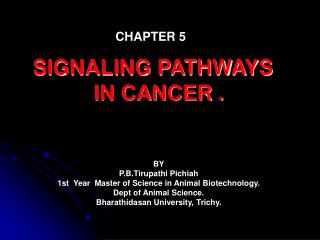 SIGNALING PATHWAYS IN CANCER .