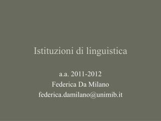 Istituzioni di linguistica