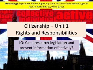 Citizenship – Unit 1 Rights and Responsibilities
