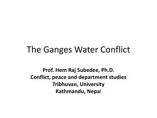 The Ganges Water Conflict