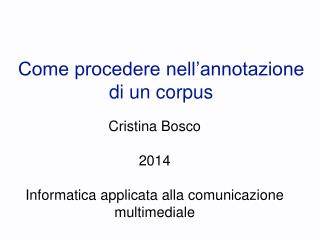 Come procedere nell’annotazione di un corpus