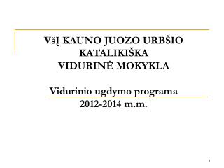 VšĮ KAUNO JUOZO URBŠIO KATALIKIŠKA VIDURINĖ MOKYKL A Vidurinio ugdymo program a 20 12 -201 4 m.m.