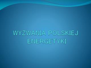 WYZWANIA POLSKIEJ ENERGETYKI