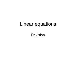 Linear equations