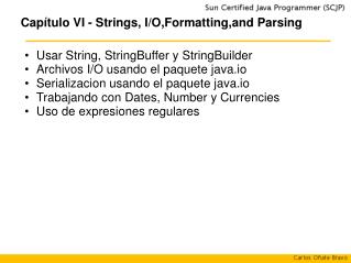 Capítulo VI - Strings, I/O,Formatting,and Parsing