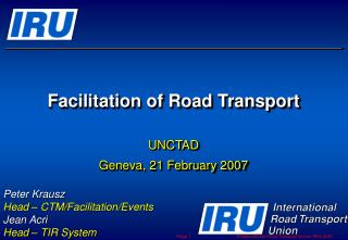 Facilitation of Road Transport