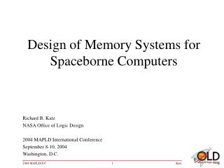 Design of Memory Systems for Spaceborne Computers