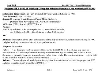 Project: IEEE P802.15 Working Group for Wireless Personal Area Networks (WPANs)