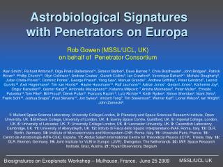  Astrobiological Signatures with Penetrators on Europa