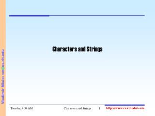 Characters and Strings