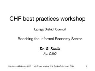 CHF best practices workshop