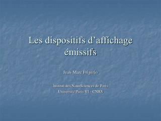 Les dispositifs d’affichage émissifs