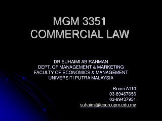 MGM 3351 COMMERCIAL LAW