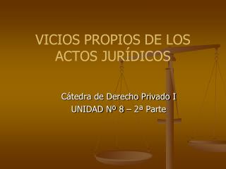 VICIOS PROPIOS DE LOS ACTOS JURÍDICOS