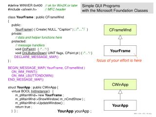 class YourFrame : public CFrameWnd { public: