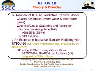 RTTOV 10 Theory & Exercise