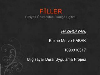 FİİLLER Erciyes Üniversitesi Türkçe Eğitimi