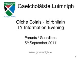 Oíche Eolais - Idirbhliain TY Information Evening